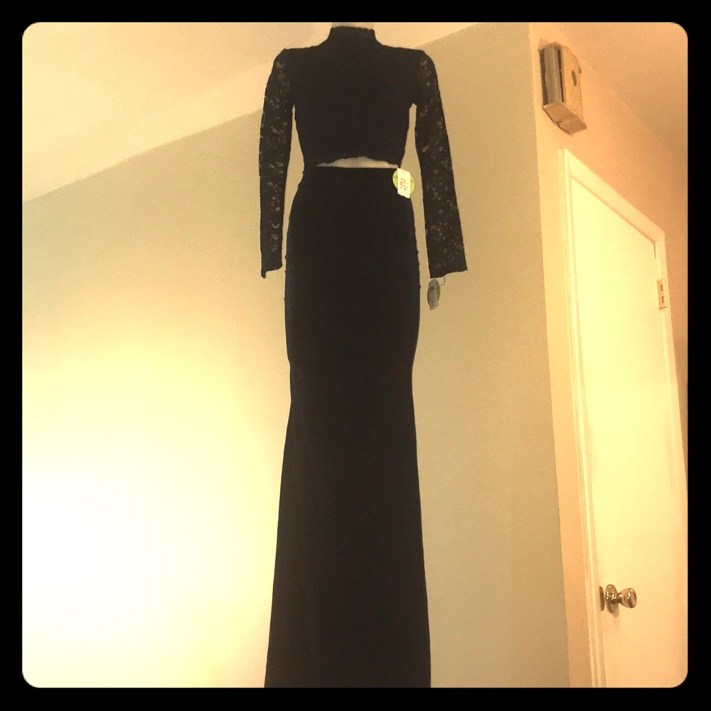 Windsor Navy blue two piece pencil skirt set